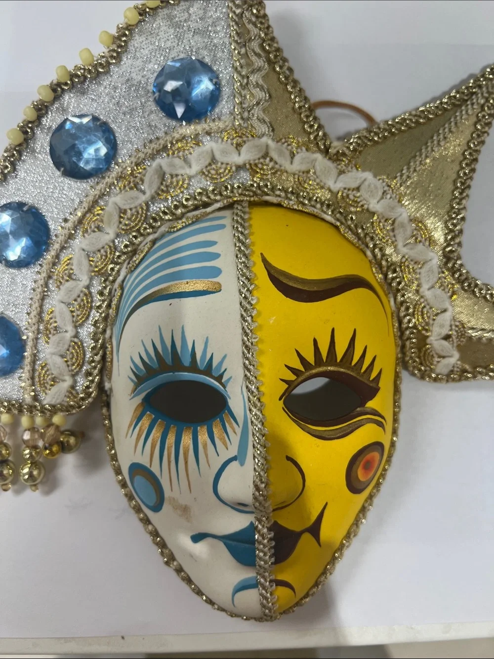Sun & Moon Two-Tone Decorative Wall Mask - Yellow and White